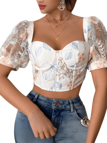 French-Inspired Summer Shaper Sexy Women's Corset Top -, Crop Top , Drestiny , Australia, Canada, Casual Shirts, Corsets, Crop Tops, Dress Shirts, Gender_Women, L, Light Blue, M, New Zealand, Pink, S, Short Sleeves, United Kingdom, United States, White, XS , Drestiny , www.shopdrestiny.com